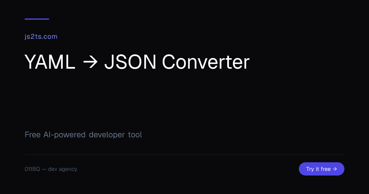 Convert YAML to JSON Online | YAML to JSON Converter — js2ts.com